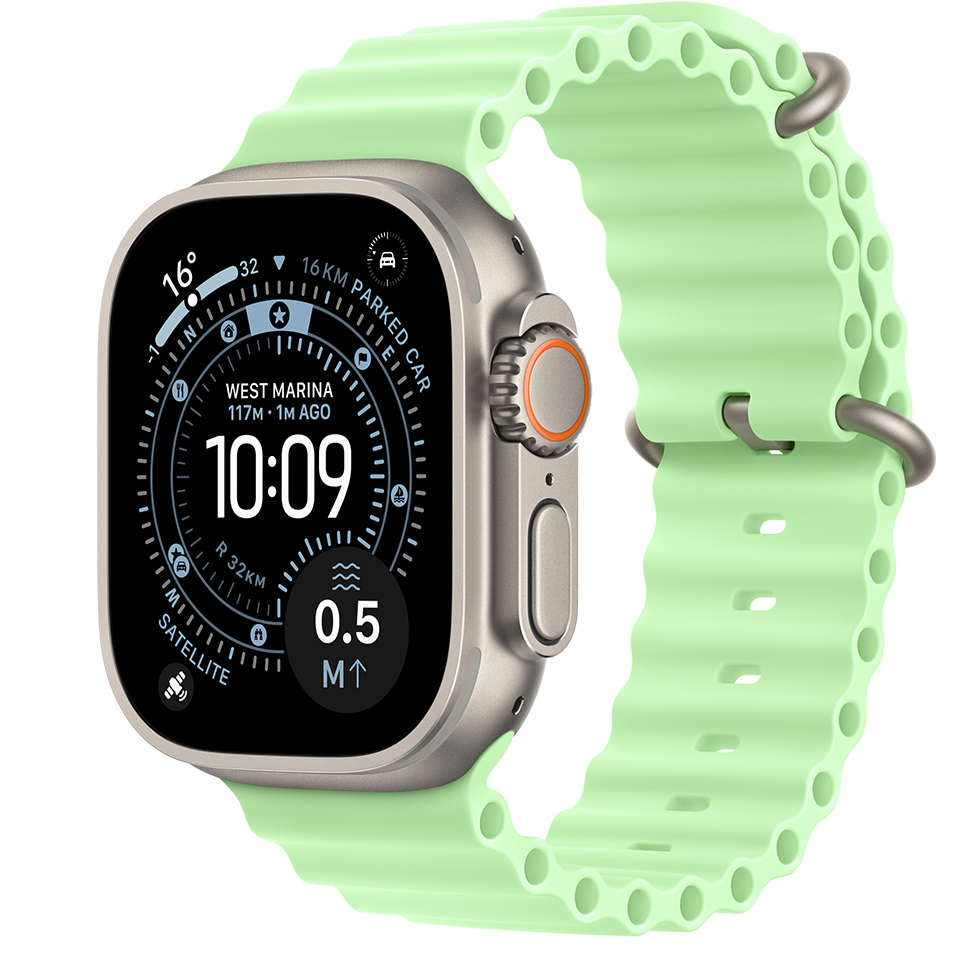 Apple Watch Ultra 3 Natural Ocean Band Neon Green